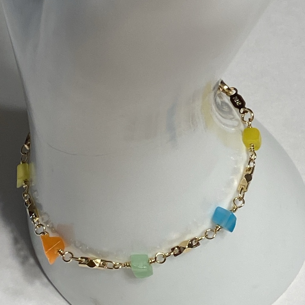 Multi colored stone 24K GB Bracelet